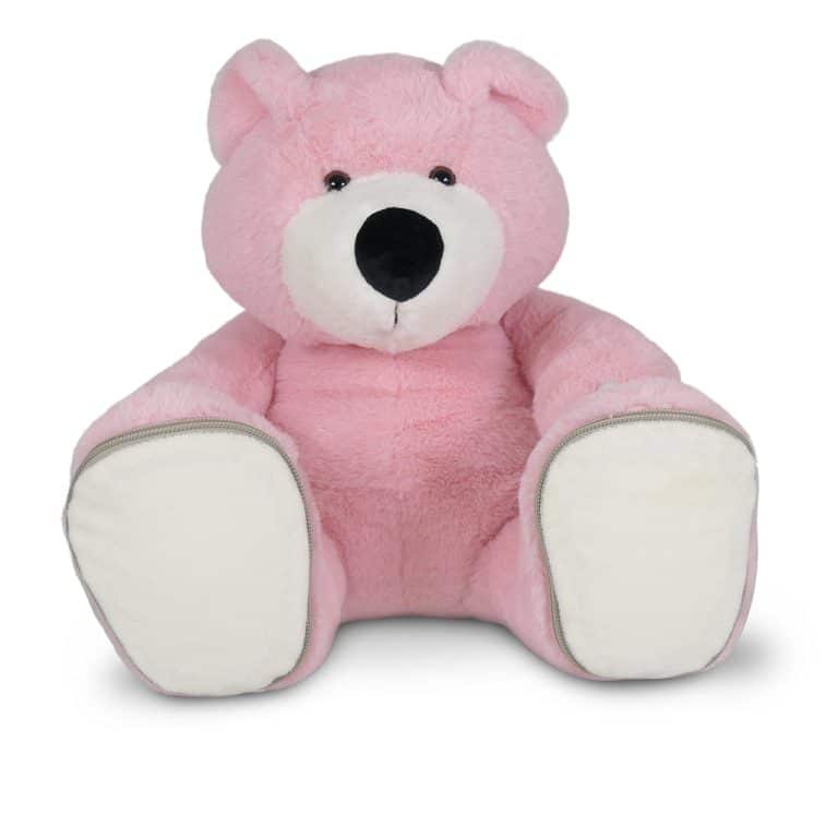 Beer Vic roze 45cm met verwisselbare zooltjes | Roze - Spoiled baby